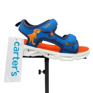 Carter's‎ Little Boys Open Toe Sandals Size 11 Blue Orange Light-up Adjustable